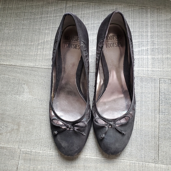 Casual Mid Heel Pumps Mesh Rim and Bow - Picture 4 of 4